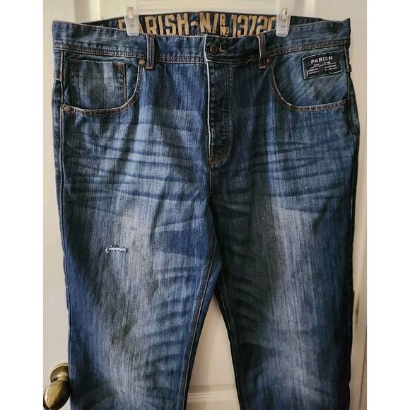 Parish Mens Blue Straight Leg Denim Jeans‎ Size 42x32 - Picture 3 of 12